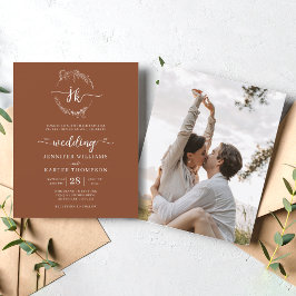 Papier BUDGET Floral Terracotta Monogramme Photo Mariage