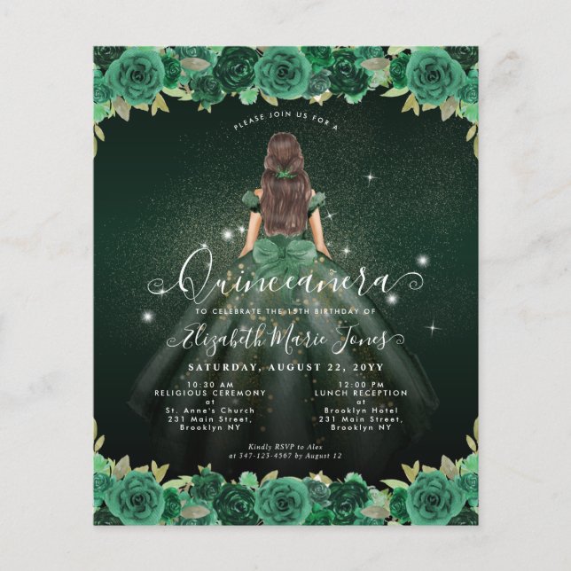 Papier Budget Floral Vert Princesse Anniversaire Quincean (Devant)