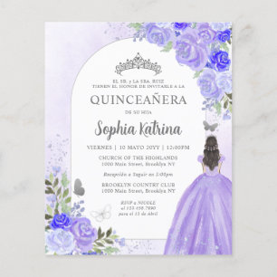 Papier Budget Floral Violet BILINGUE Espagnol Quinceanera