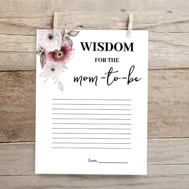 Papier Budget Floral Wisdom pour le jeu de Baby shower Ma (Créateur téléchargé)
