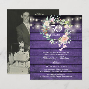 Papier Budget Floral Wood 50e anniversaire Invitation pho