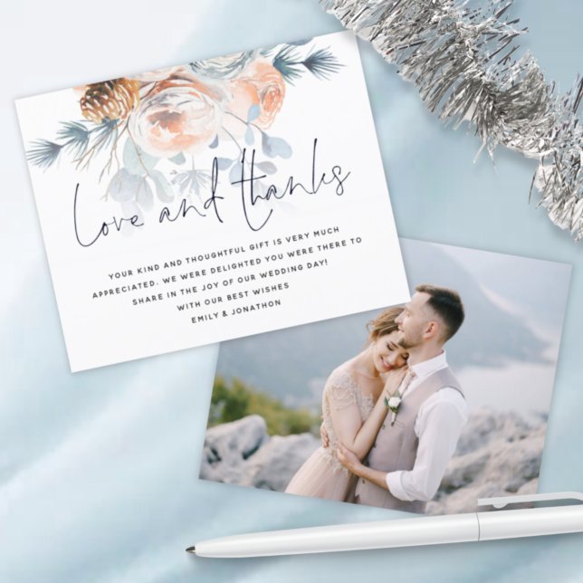 Papier Budget Florals Love Merci Photo Mariage Merci (Créateur téléchargé)