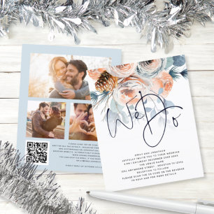 Papier BUDGET Florals Nous faisons 3 photo QR Wedding Inv