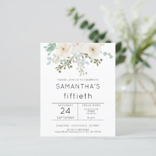 Papier Budget Flore blanche Invitation 50e anniversaire