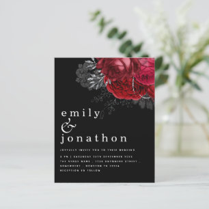 Papier Budget Flore rouge argent Mariage noir