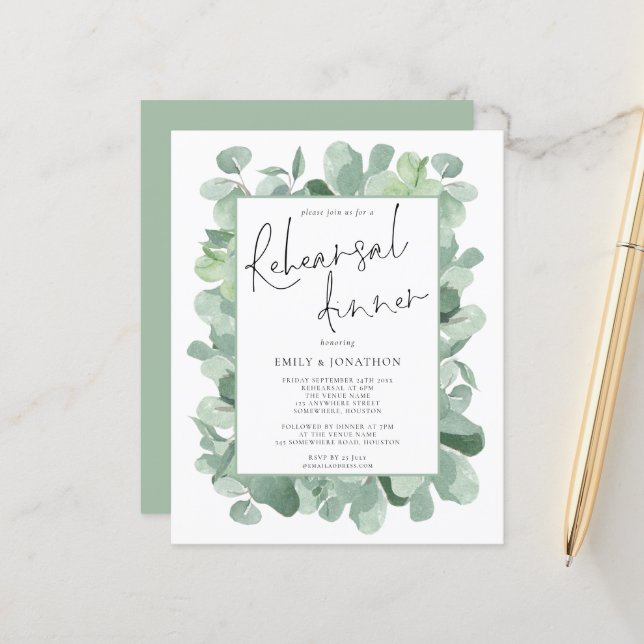 Papier Budget Foliage Mariage Répétition Dîner Invitation (Devant/Arrière en situation)