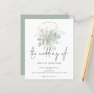 Papier Budget Foliage Sage Green Gold Faire-part de maria