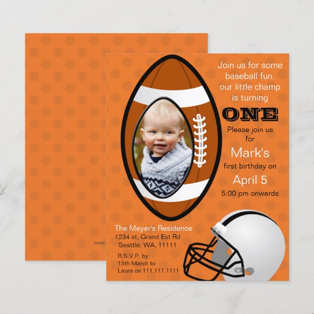 Papier Budget Football Anniversaire Photo Invitation (Devant / Derrière)