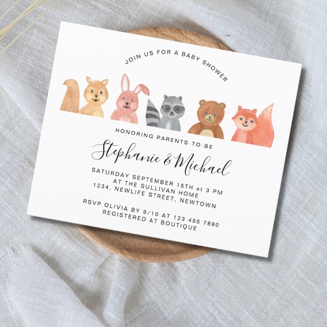 Papier Budget Forest Animaux Couples Baby shower Invitati (Créateur téléchargé)