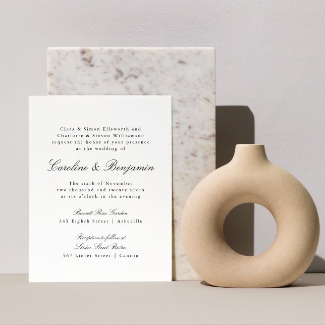 Papier Budget Formal Script Élégant Mariage Invitation (Créateur téléchargé)