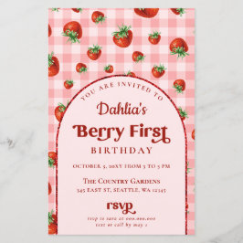 Papier Budget fraise 1er anniversaire Invitation photo
