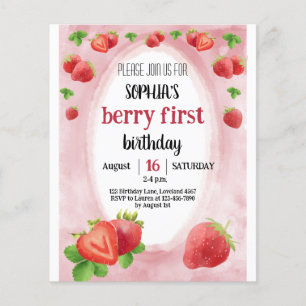 Papier Budget fraise 1er anniversaire Sweet Berry Invitat