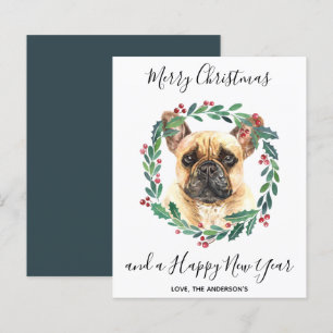Papier Budget French Buldog Chien Merry Christmas Card