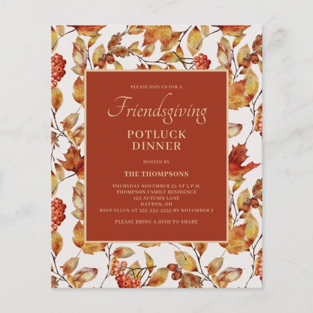 Papier Budget Friendsgiving Potluck Folift Thanksgiving (Devant)