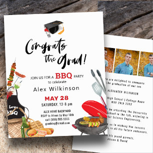 Papier BUDGET Fun Script Photo Graduation BBQ Invitation