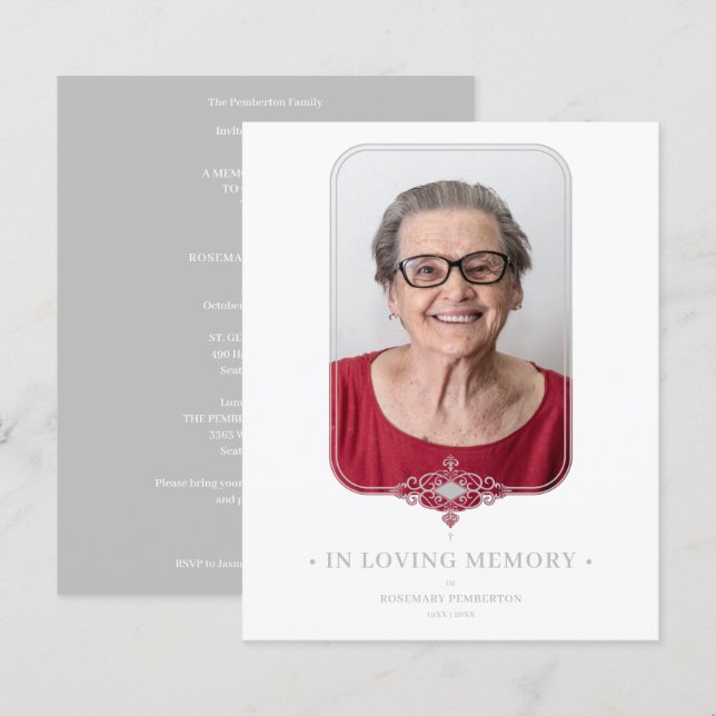 Papier Budget Funérailles Gris Dentelle ornementale Effet (Devant / Derrière)