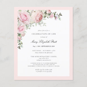 Papier Budget Funérailles rose florale Invitation