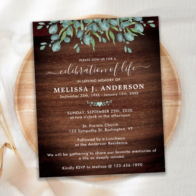 Papier Budget Funérailles Rustiques Célébration De L'Invi (Créateur téléchargé)
