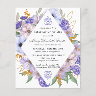 Papier Budget Funéraire Invitation Florale violet