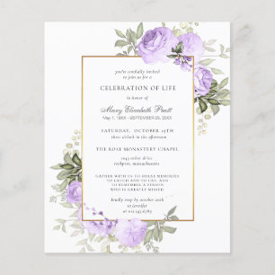 Papier Budget Funéraire Invitation Florale violet