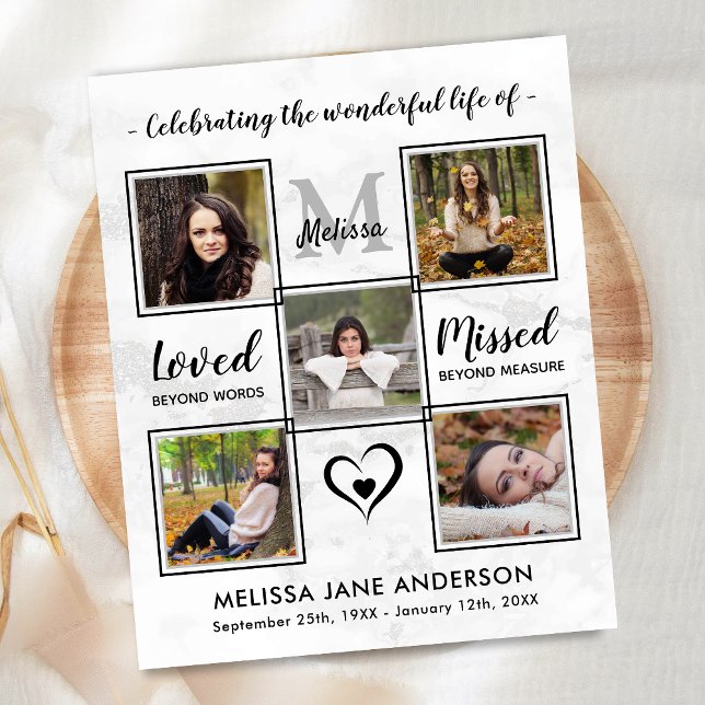 Papier Budget Funéraire Photo Célébration De La Vie (Créateur téléchargé)