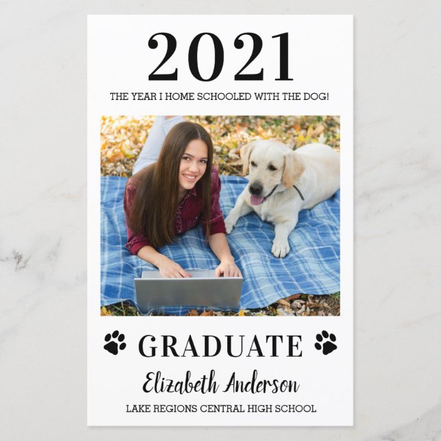 Papier Budget Funny Photo Accueil École Dog Graduation (Devant)