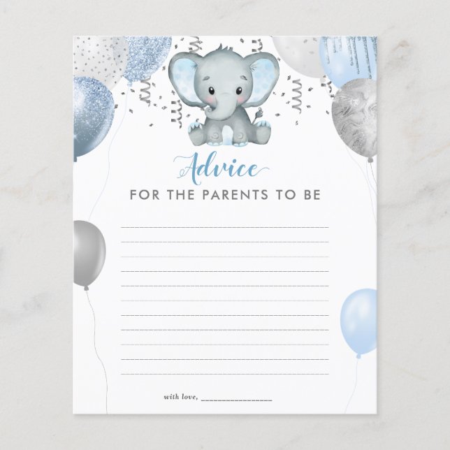 Papier BUDGET Garçon Elephant Conseils Nouveau Baby showe (Devant)