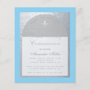 Papier Budget Garçon Première communion Argent gris bleu 