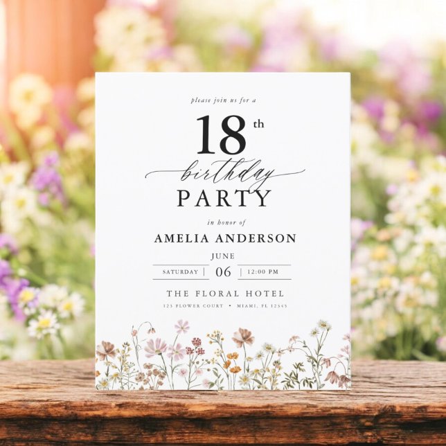 Papier Budget Garden Floral 18e anniversaire Invitation (Créateur téléchargé)