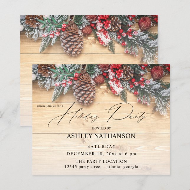 Papier Budget Garland & Berries Rustic Holiday Party (Devant / Derrière)
