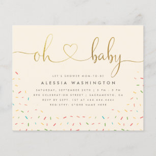 Papier Budget Genre Neutre Or Script Oh Baby shower