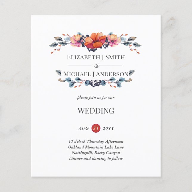 Papier Budget Ginger Navy Invitation des Mariages de auto (Devant)