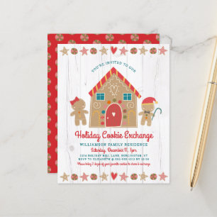 Papier Budget Gingerbread Rustic Cookie Exchange Invitati
