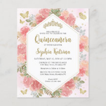 Budget Girl Blush rose Floral Or Quinceañera