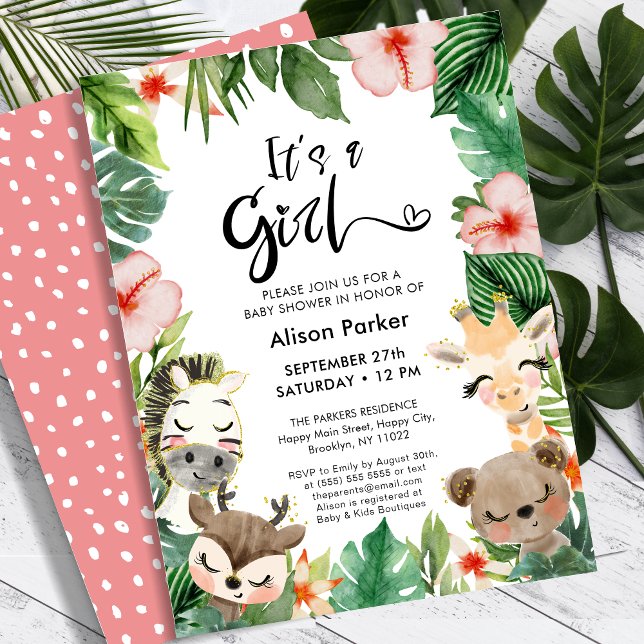 Papier BUDGET Girl Jungle Safari Baby shower de verdure (Créateur téléchargé)