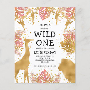 Papier Budget Girls 1er anniversaire Pink Safari Invitati