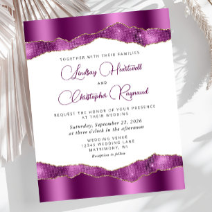 Papier Budget Glam Purple Miroir Tiles Mariage Invitation