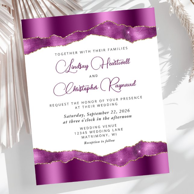 Papier Budget Glam Purple Miroir Tiles Mariage Invitation (Créateur téléchargé)