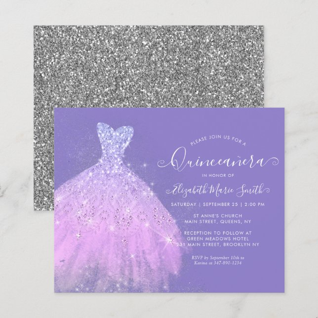 Papier Budget Glam Purple Silver Parties scintillant Gown (Devant / Derrière)