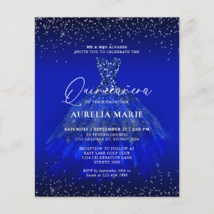 Papier BUDGET Glam Silver Blue Princesse robe Quinceanera