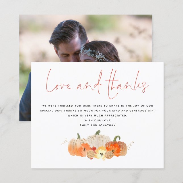 Papier Budget Glittery Citrouilles Photo Love and Thanks (Devant / Derrière)