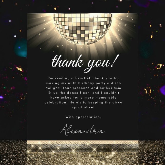 Papier Budget Gold 60e Anniversaire Disco Ball Card (Créateur téléchargé)