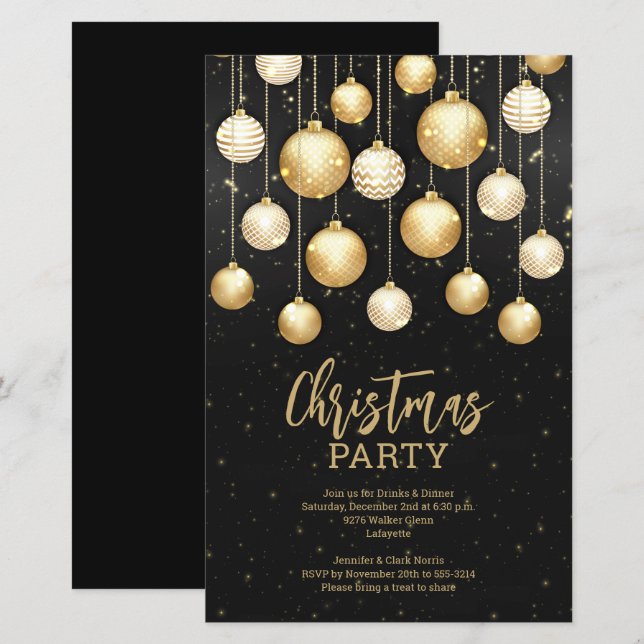 Papier Budget Gold Arbre de Noël Ornements Invitations (Devant / Derrière)