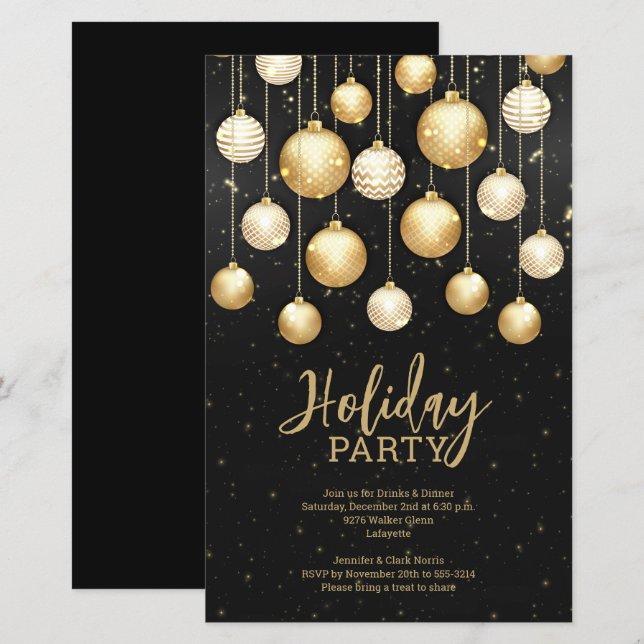 Papier Budget Gold Arbre de Noël Ornements Invitations no (Devant / Derrière)