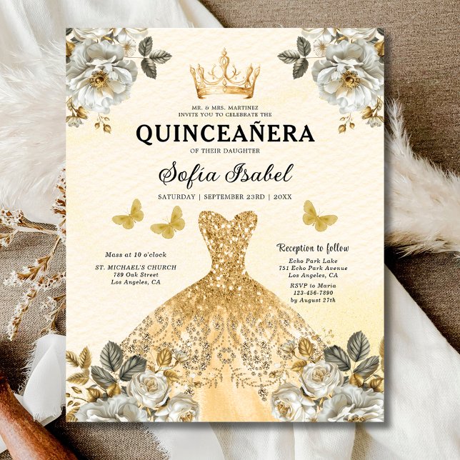 Papier Budget Gold Bilingue Espagnol Quinceanera (Créateur téléchargé)