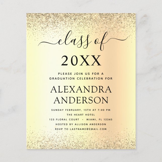 Papier Budget Gold Black 2023 Graduation Party Parties sc (Devant)