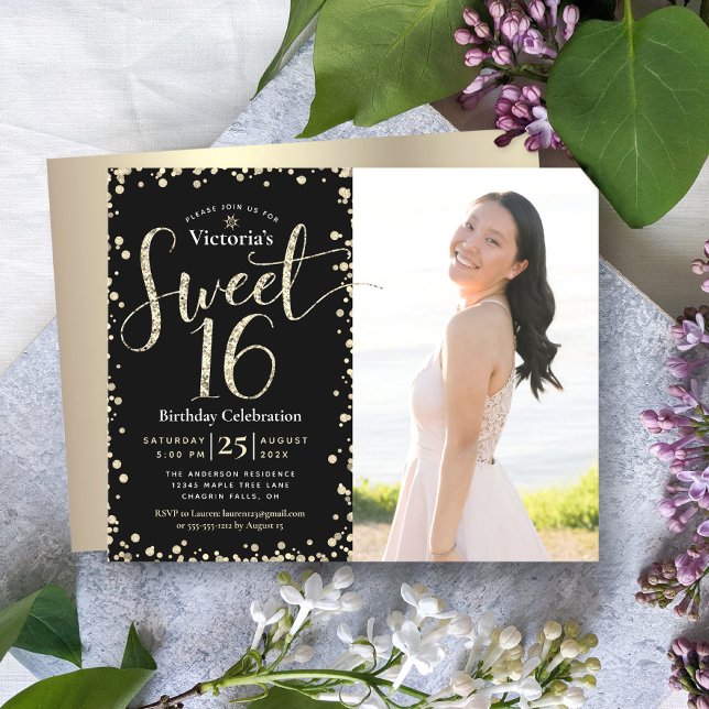 Papier Budget Gold Black Parties scintillant photo Sweet  (Créateur téléchargé)