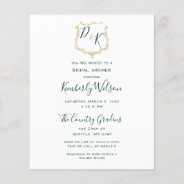 Papier Budget Gold Crest Green Bridal Show Invitation