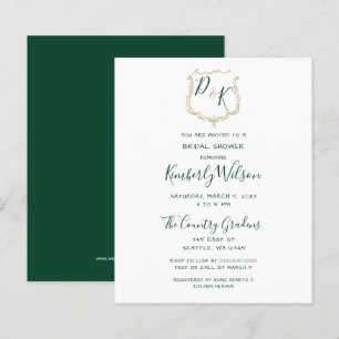 Papier Budget Gold Crest Green Bridal Show Invitation