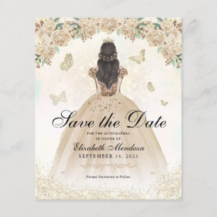 Papier Budget Gold Floral Princesse Quinceañera Date de s